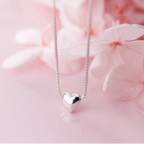 Dainty Romantic Heart Pendant Necklace Sterling Silver For Women - Picture 2 of 8